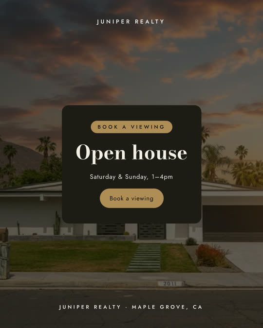 Sunset exterior for the open house invitation