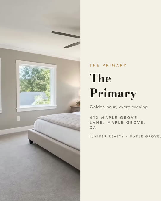 Primary suite in evening light